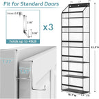 Clear Over The Door Hat Racks For Baseball Caps, Large Holds Up To 72 Caps Hat Storage Organizer For Closet Wall, Deep Pockets Hanging Hat Holder With 3 Hooks, Black