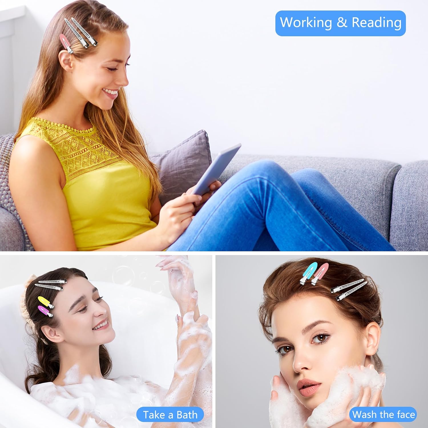 30Pcs Metal Alligator Hair Clips, Duck Billed Salon Styling Clips With Holes, Heavy Duty Silver Hair Pins For Women, Diy Bows & Home Use (30 Mixed Sizes)