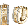 14K Gold Plated Cubic Zirconia Hoop Earrings,Three Row Diamon | Arrows | Double Row of Diamonds Huggie Earrings for Women