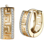 14K Gold Plated Cubic Zirconia Hoop Earrings,Three Row Diamon | Arrows | Double Row of Diamonds Huggie Earrings for Women