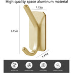 Paoli Heavy Duty Adhesive Wall Hooks, 30 Lb Max Load Waterproof Hooks For Bathroom Towels Coats Bags, No Drill Damage-Free For Renters Apartment Dorm, Matte Gold, 4 Pack