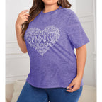 Anbech Womens Plus Size Tops Graphic Tees Short Sleeve Casual T Shirts 2026 Kindness Flowers Print Tunic A1 B-purple