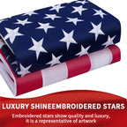 American Flags For Outside 3X5 Ft, Heavy Duty Outdoor Us Flag With Waterproof Embroidered Stars, Sewn Stripes & Brass Grommets For High Wind, Uv Fade Resistant