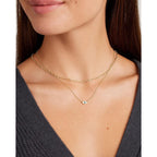 gorjana - Evil Eye Pendant Necklace - 18K Gold Plated - Adjustable Link Chain wITH White CZ and London Blue Nanogem Talisman - Perfect for Layering - Long-Lasting