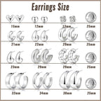 12 Pairs Chunky Silver Hoop Earrings for Women Trendy, Silver Plated Lightweight Thick Open Twisted Stack, Non Tarnish Huggie Hoops Earring Set
