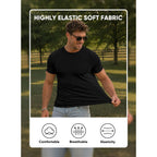 Jmierr Mens Short Sleeve T Shirt Summer Muscle Slim Fitted Crewneck Longline Tees Shirts For Gym Workout
