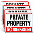 4 Pack Large No Trespassing Signs Private Property, 12X8 In Aluminum Sign | Reflective Aluminum Signs, Which Are Weather - Resistant And Easy To Install, Are Suitable For Courtyards, Gates And Fences