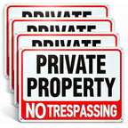 4 Pack Large No Trespassing Signs Private Property, 12X8 In Aluminum Sign | Reflective Aluminum Signs, Which Are Weather - Resistant And Easy To Install, Are Suitable For Courtyards, Gates And Fences