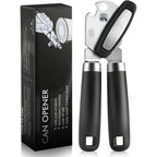 Multifunctional Can Opener Manual, Durable Heavy Duty Handheld Strong Can Opener With Smooth Cutting Edge, Friendly Kitchen Essentials Tool For Seniors, Camping And Bottle Opening-Black
