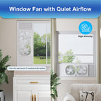 Shinic 3-Speeds Window Fan With 180°+90° Rotatable Fans, Manual Reversible, Vertical Window Fan With Rigid & Accordion Expanders, Width Adjustable (21.65" To 33.27"), Ideal For Home, Kitchen, Bedroom