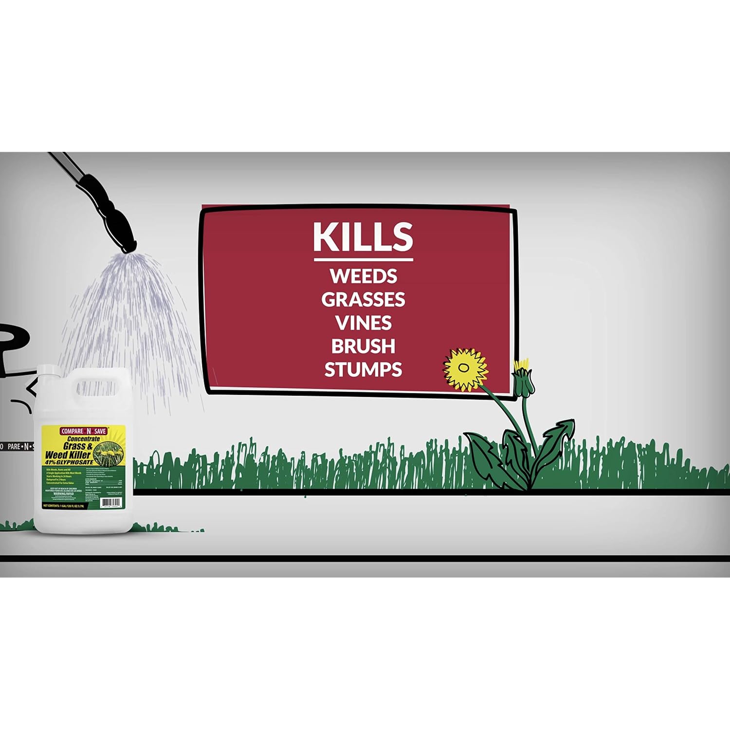 Compare-N-Save Concentrate Glyphosate Concentrate Grass & Weed Killer Herbicide, 32-Ounce