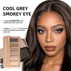 6 Matte Neutral Mini Eyeshadow Palette With Brush - Ultra Blendable Cool-Tone Nude Smokey Eye Shadow Palette, Long-Lasting Wear Smooth Texture