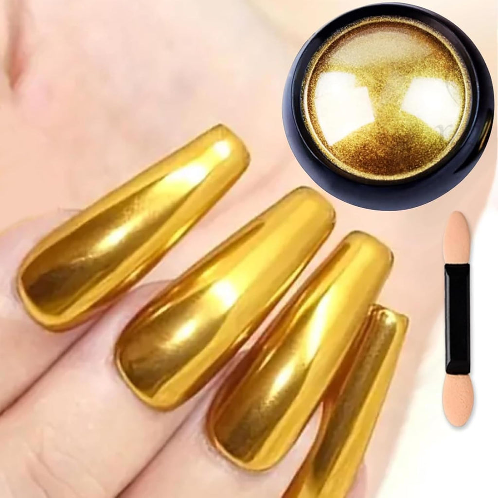 Silver Gold Nail Chrome Powder Set Mirror Design Effect Nail Glitters Pigment Dust Silver Gold Chrome Nail Powder Kit Accessories DIY