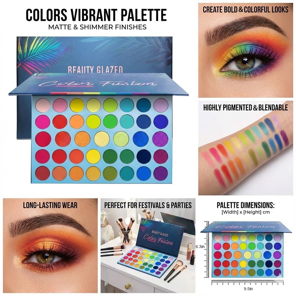 BestLand 39 Color Rainbow Eyeshadow Palette - Professional Makeup Matte Metallic Shimmer Eye Shadow Palettes - Ultra Pigmented Powder Bright Vibrant Colors Shades Cosmetics Set