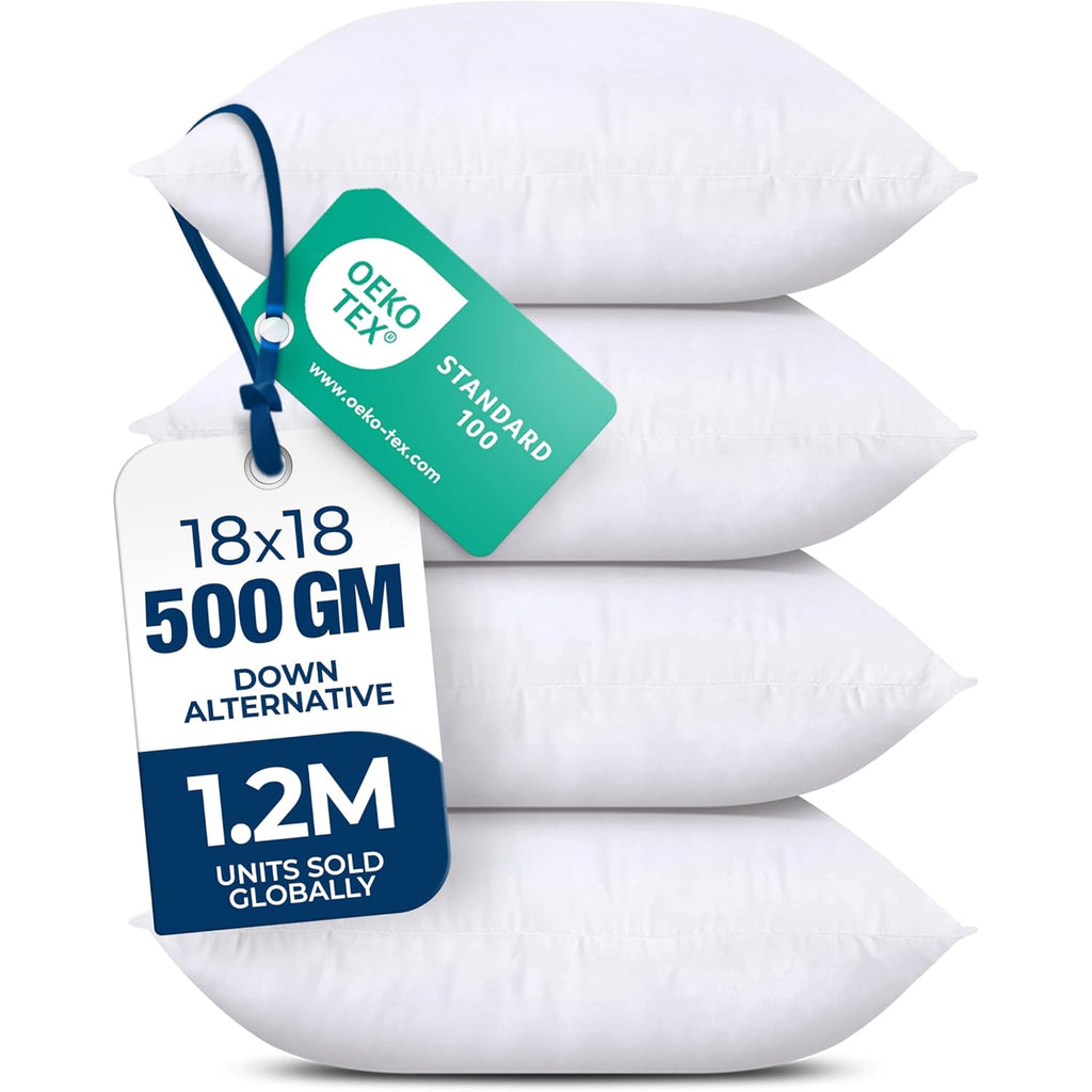 Utopia Bedding Throw Pillows (Set of 4, White) – 18 x 18 Inches Down Alternative Pillows for Bed, Sofa, and Couch - Fluffy Decorative Stuffer Pillow for Indoors & Outdoors