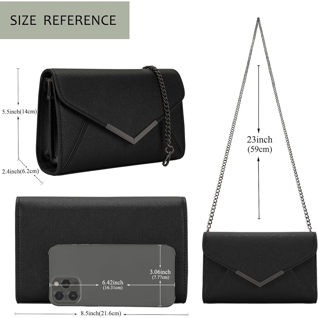 Dexmay Women Envelope Clutch Faux Saffiano Leather Evening Handbag Foldover Clutch Bag Formal Dressy Purse
