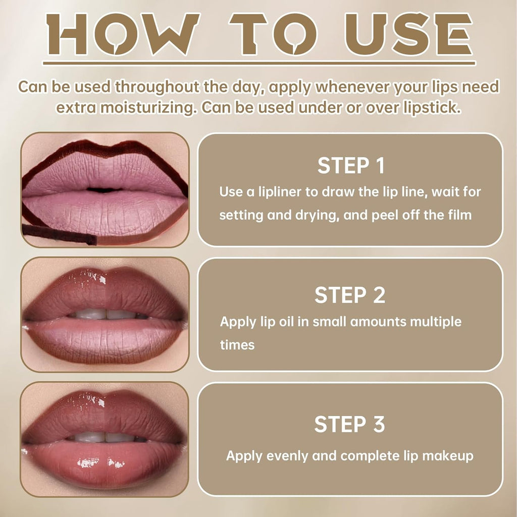 HOSAILY Peel Off Lip Liner Stain Tattoo, Long Lasting Waterproof Lip Stain Peel off, Tattoo Nude Lip Liner and Lip Gloss Combo, Non-Stick Cup Nourishing Lip Gloss Set Lipstick Makeup