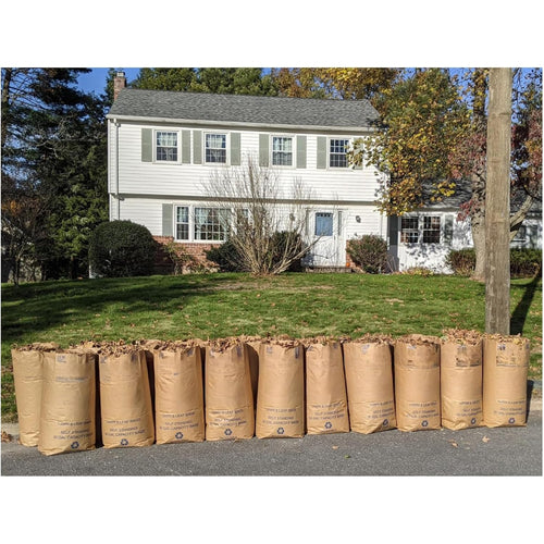 30 Gallon Lawn & Leaf 2-Ply Heavy-Duty Yard Waste Compost Refuse Paper Bags With Necessia Gardening Gloves, Eco-Friendly, Tear Resistant, Self Standing, Biodegredable, Made In Usa, 30 Count