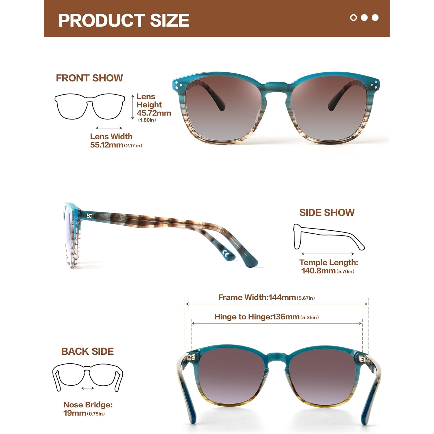 Polarized Sunglasses For Women UV - Protection Womens Trendy Fashion Large Shades With Acetate Frame BC2110