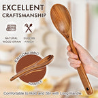 Wooden Spoons For Cooking, 6 Pcs Natural Teak Wooden Kitchen Utensils Set, Cooking Utensils Set With Long & Comfort Grip, Wooden Spoons Spatula Set Perfect For Non-Stick Cookware