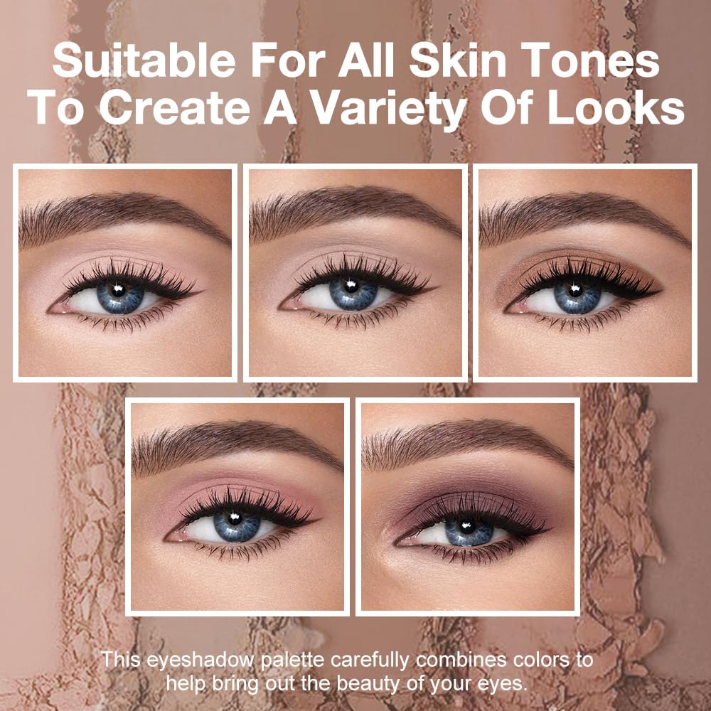 Matte Eyeshadow Palette,Peach Nude Neutral Eye Shadow,Rosy Beige Taupe Brown Eyeshadow,Soft Blendable Natural Makeup,Long Lasting Waterproof Eyeshadow For Daily Office Soft Glam Look,Sombra De Ojos 02