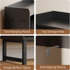 Shoe Cabinet With 2 Flip Drawers, Freestanding Hidden Shoe Storage Organizer For Entryway, Narrow Slim Shoe Rack Cabinet With Open Storage & Hooks For Front Door Entrance, Living Room, Hallway, Black