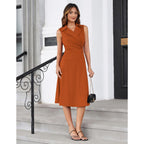 2026 Work Midi Dresses for Women,Wrap Business Casual Funeral Outfit for Women,Wedding Guest Dresses