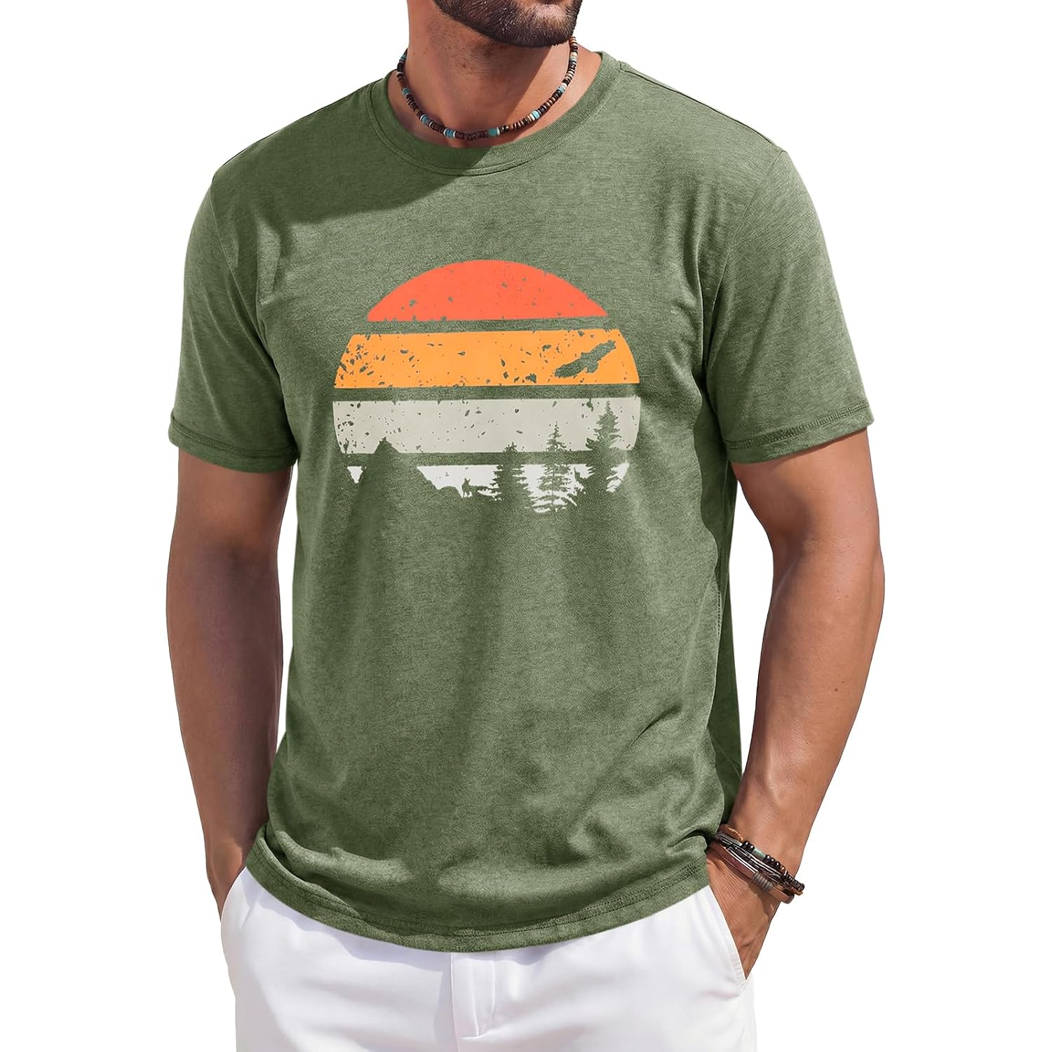 Runcati Mens Short Sleeve T-Shirts Casual Graphic Printed Tee Tops Crewneck Summer Beach Hawaiian Vintage Shirt