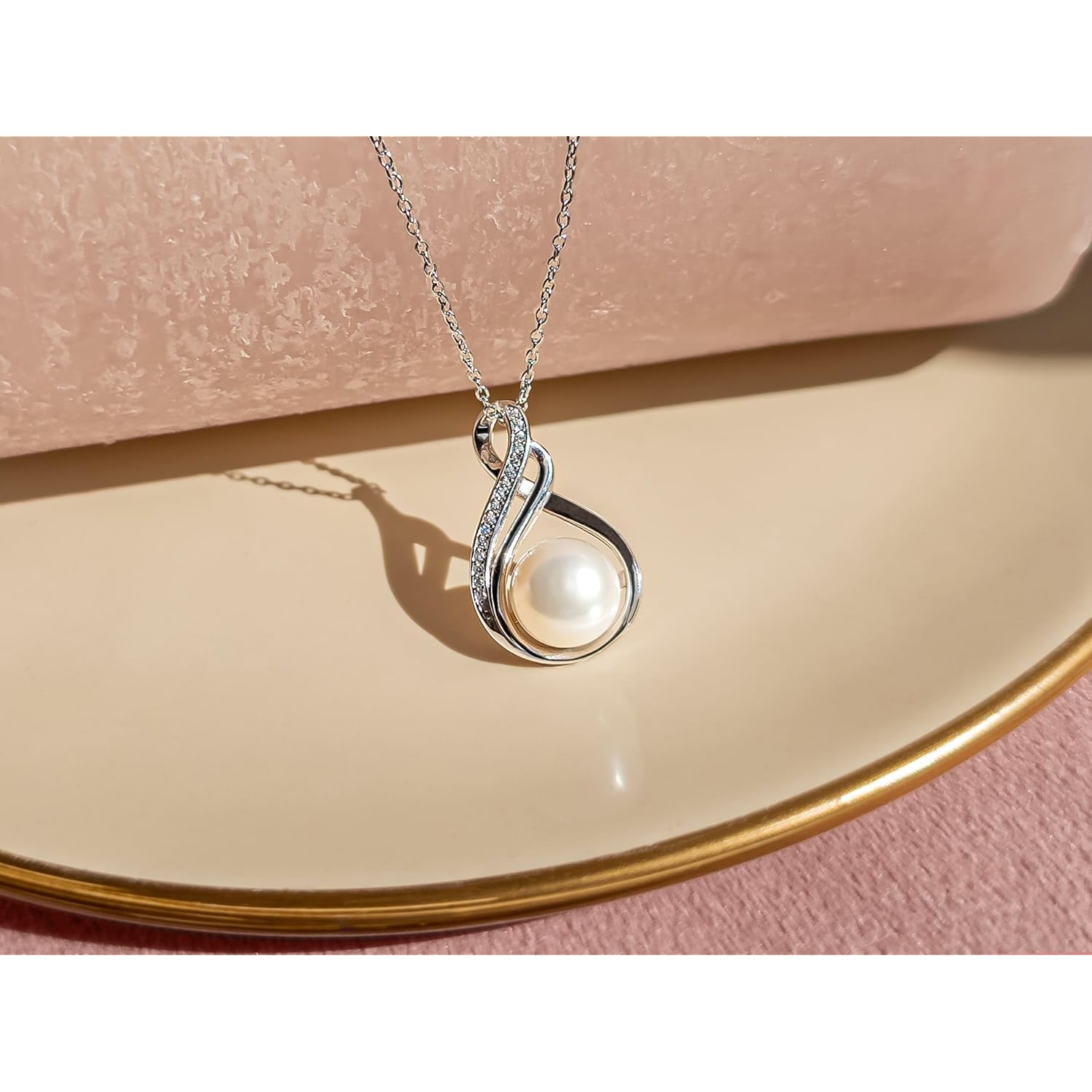 Gifts For Wife Wedding Anniversary - Mothers day gifts - AAA+ Real Pearl Necklaces For Women (18k Gold Plating 925 Sterling Silver) Mothers day necklace ideas Birthday Freshwater Pearl Necklace