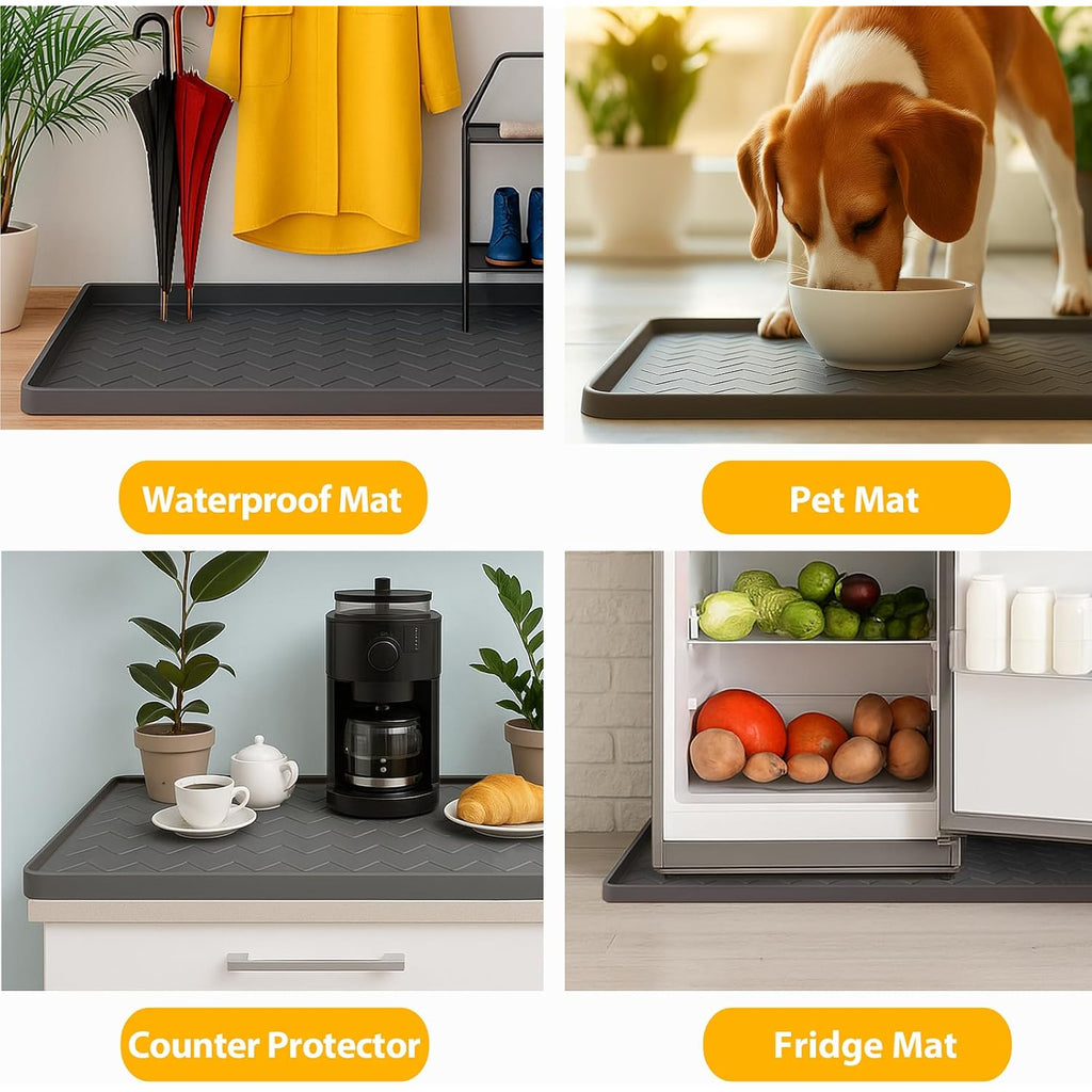 Tigejoy 34" X 22" Under Sink Mats For Kitchen Waterproof, Leak-Proof Silicone Mat Sink Protector And Cabinet Liner, Kitchen Essentials Organizer And Storage, Boot Or Shoe Tray, Pet Feeding Mat
