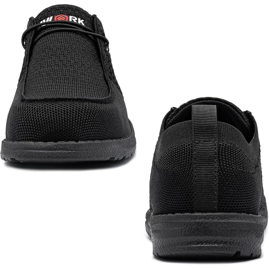 Larnmern Steel Toe Loafers Women Lightweight Comfortable Slip On Walking Casual Flats Sneakers Work Safety Shoes