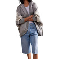 Loveimgs Women Y2K Retro Open Front Hoodie Cardigan Sweatshirt Boyfriend Long Sleeve Hooded Patchwork Jackets Fall Outfit