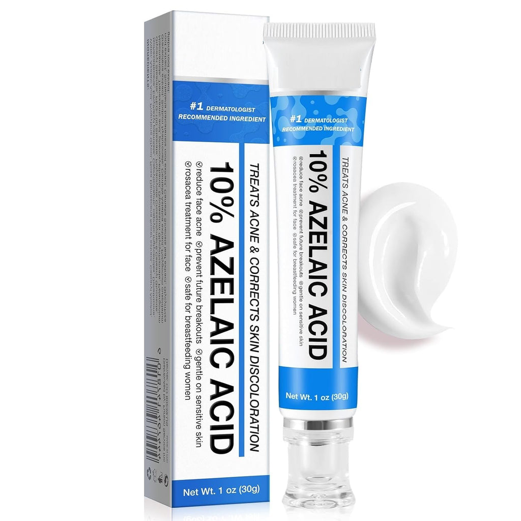 Azelaic Acid 10% Cream For Face - Acne Cream For Rosacea Reducing Relief Pimple Breakouts Blackhead Pigmentation And Redness - Azelaic Acid Gel For Facial And Skin Care