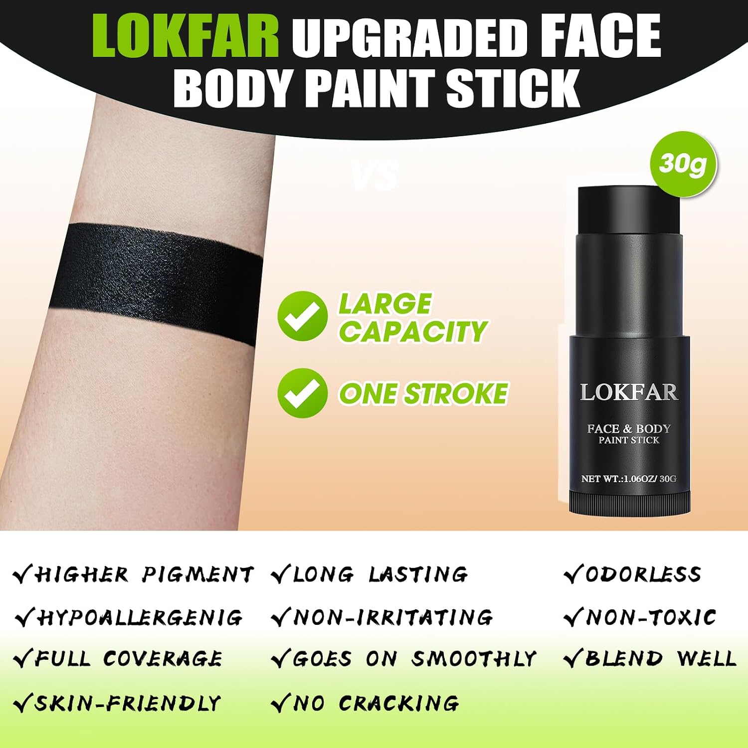 White Face Body Paint Stick, Eye Black Stick For Sports, Waterproof Full-Coverage White Foundation Face Makeup For Halloween Zombie Clown Vampire Skeleton Skull Joker Goth Cosplay Makeup