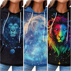 Constellation Zodiac Graphic Hoodies for Women Gothic Waffle Sweatshirt Loose Casual Drawstring Fall Pullover