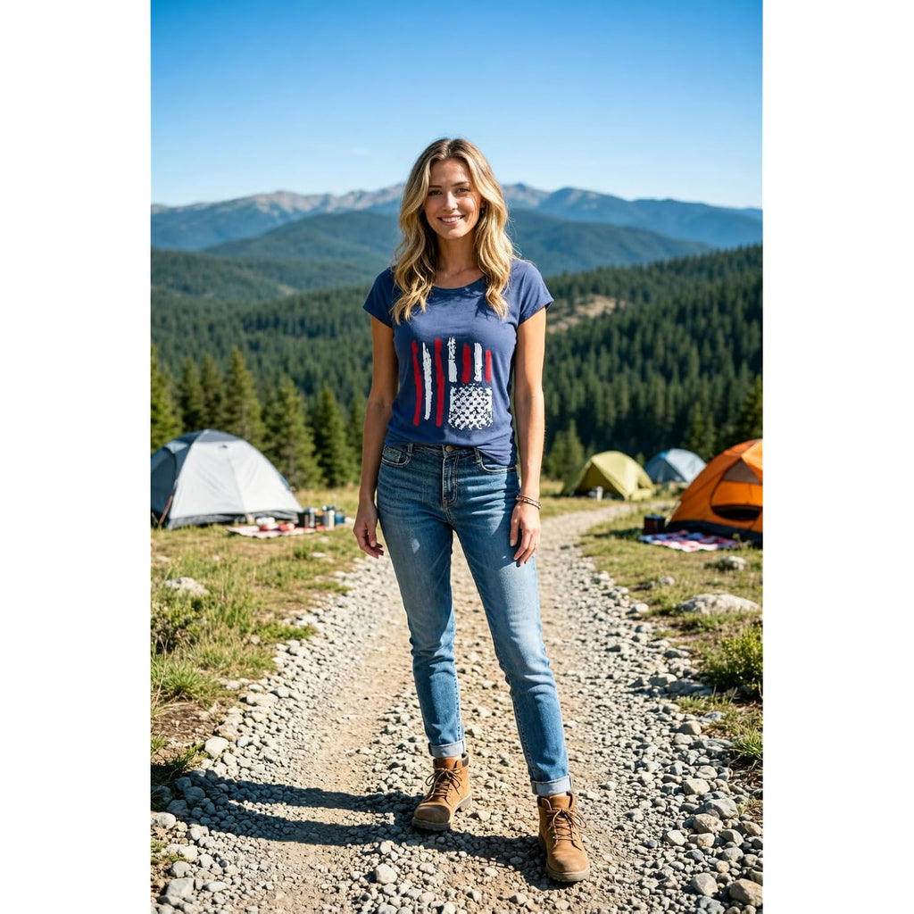 Women's Floral T-Shirts Graphic Loose Tees Sunflower Graphic Summer Short Sleeve Boho Casual Tops Flag-b