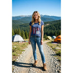 Women's Floral T-Shirts Graphic Loose Tees Sunflower Graphic Summer Short Sleeve Boho Casual Tops Flag-b