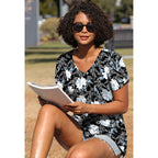 CATHY 2026 Women Tops Summer Short Sleeve Tunic V Neck T-Shirts Loose Casual Floral Blouse S-4XL