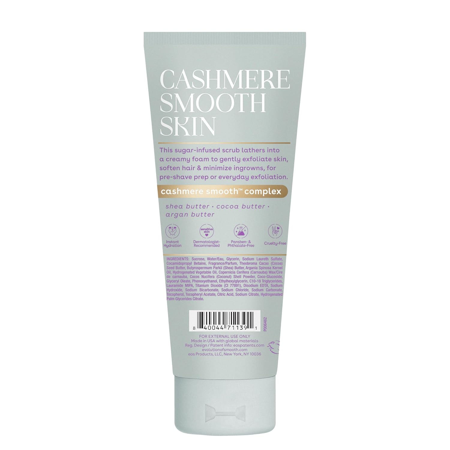 Eos Cashmere Skin Collection Pre-Shave Scrub - Vanilla Cashmere, Exfoliating Body Scrub, Hydrating, Shea Sugar, 7 Fl Oz