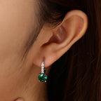FANCIME 925 Sterling Silver Drop Dangle Earrings Leverback Clasp 6.5mm Hoop Gemstone Earrings Birthstone Jewelry Gift for Women Mom Wife Her