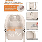 Travel Backpack For Women Men Waterproof Laptop Backpack Airlines Approved Carry On Backpack Bag Computer Bookbag For Business, Work, Traveling Fits 15.6 Inch Laptop(Beige)