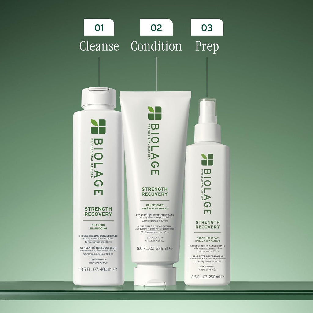 Biolage Strength Recovery Shampoo - Reduces Breakage & Detangles, Instantly Strengthens And Moisturizes, For Damaged Hair, With Olive Squalane & Vegan Proteins, Paraben & Mineral Oil-Free