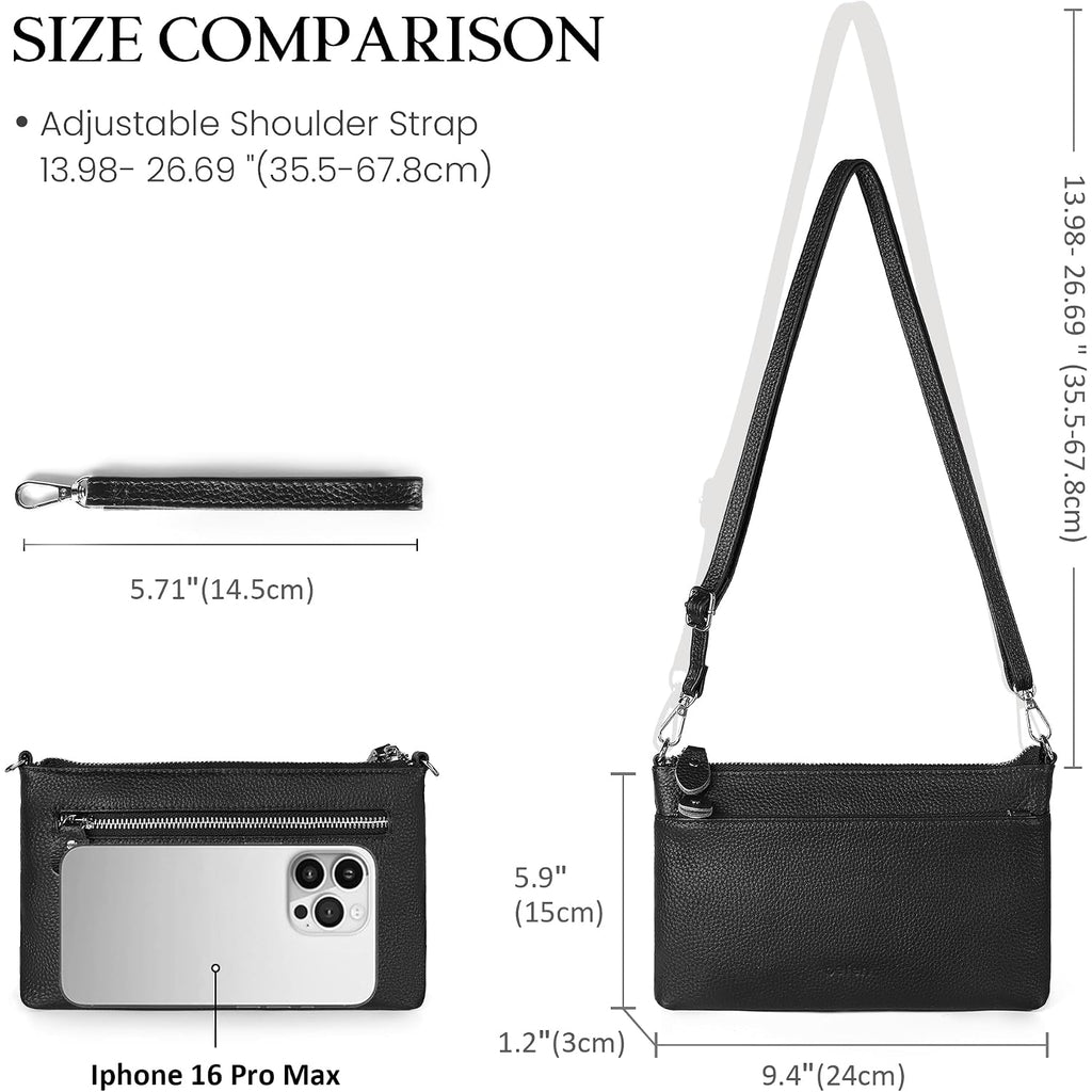 Befen Genuine Leather Wristlet Clutch Wallet Purses With Rfid Blocking, Small Crossbody Bags Shoulder Handbag For Women