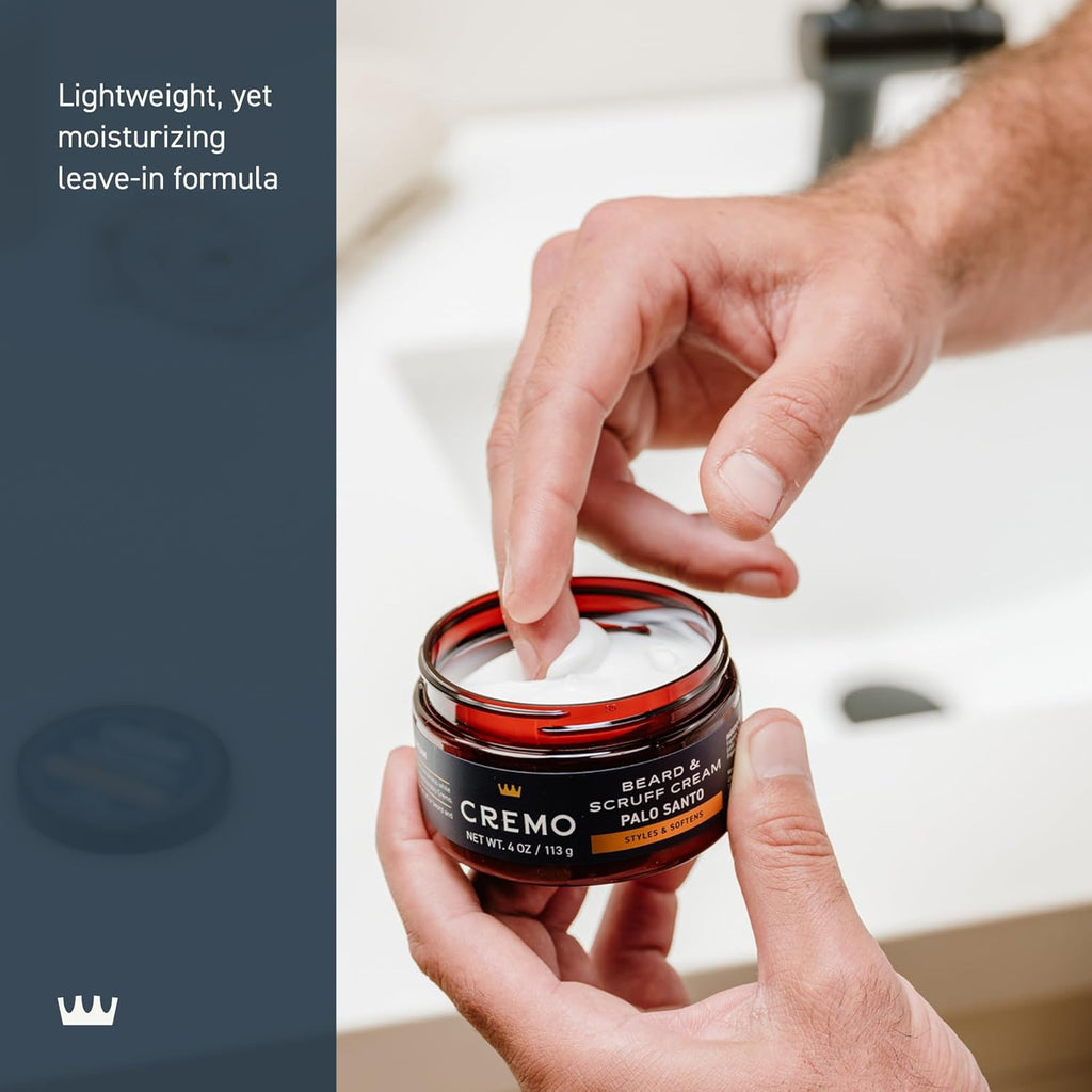 Cremo Beard & Scruff Cream, Palo Santo (Reserve Collection), 4 oz - Soothe Beard Itch, Condition and Offer Light-Hold Styling for Stubble and Scruff