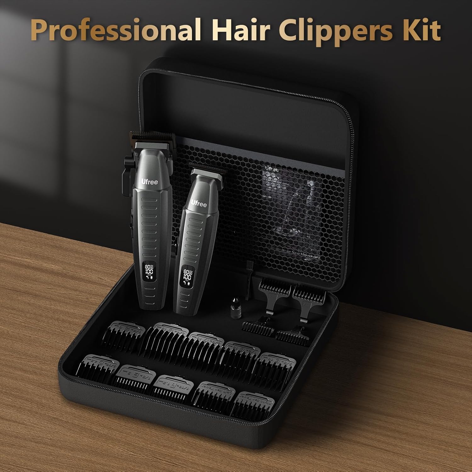 Ufree Professional Clippers and Trimmers Set, Cordless Hair Clippers for Men, Barber Clippers Set with Travel Case