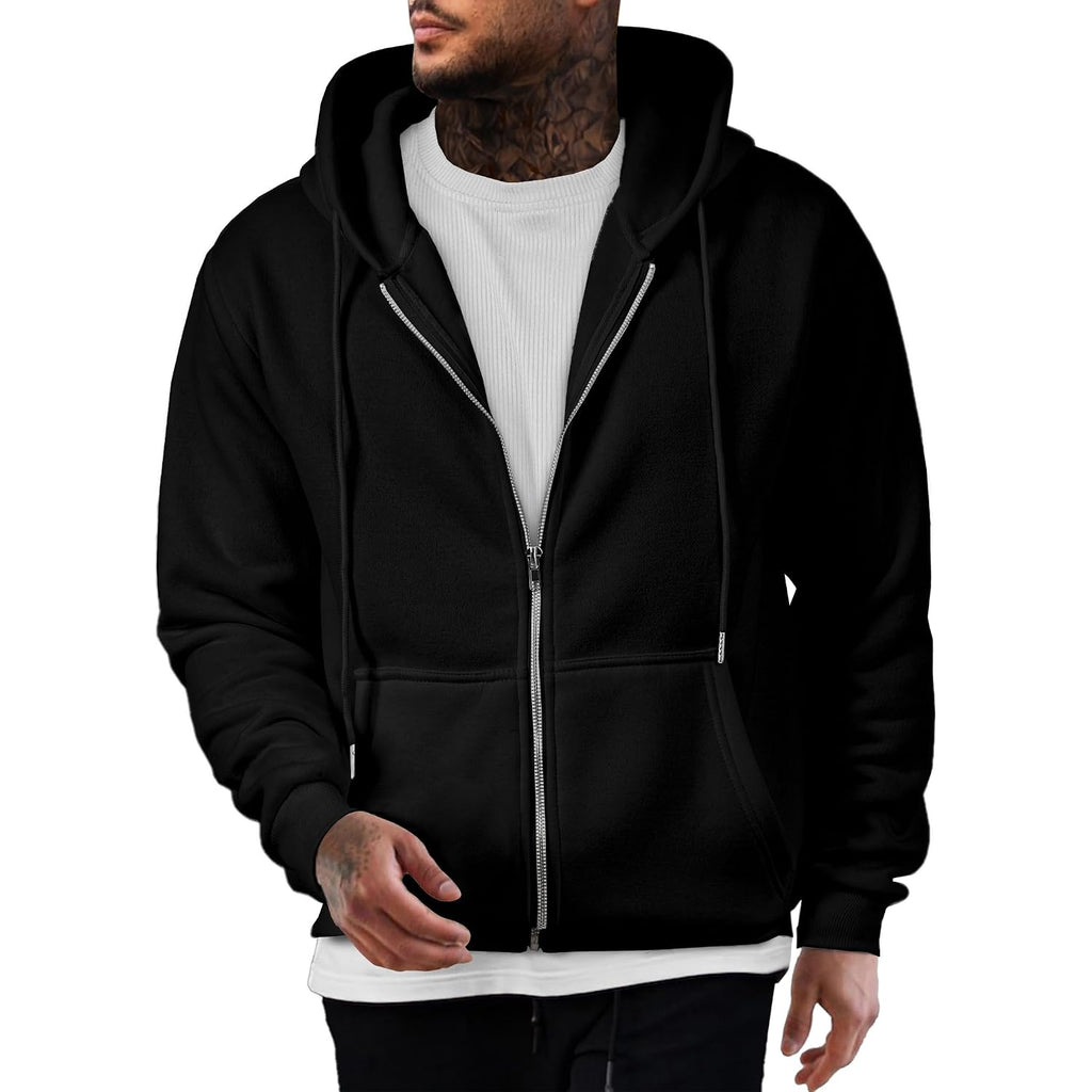 Jmierr Mens Full Zip Casual Cotton Hooded Fleece Drawstring Hoodies Pullover Sweatshirts Casual Long Sleeve Shirts