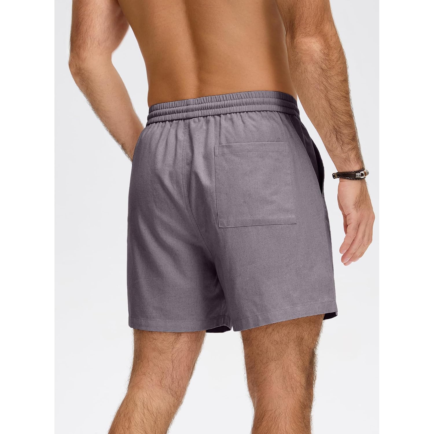 Comdecevis Men'S 5" Linen Shorts Casual Elastic Waist Drawstring Shorts For Lounge Summer Beach Vacation