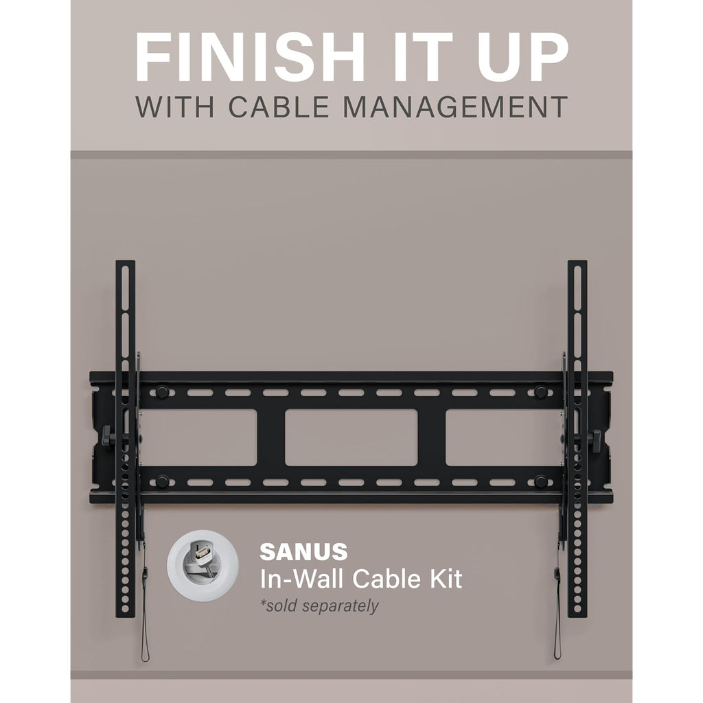 Sanus Tilting Tv Wall Mount Bracket For 37" To 80" Displays Up To 130Lbs- Universal Low Profile Design W/ 10 Degree Tilt - Premium Tv Mount Perfect For Oled & Qled