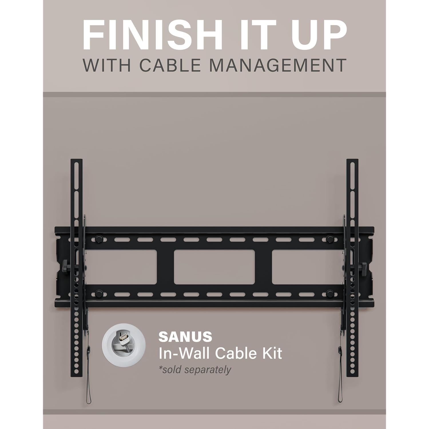 Sanus Tilting Tv Wall Mount Bracket For 37" To 80" Displays Up To 130Lbs- Universal Low Profile Design W/ 10 Degree Tilt - Premium Tv Mount Perfect For Oled & Qled