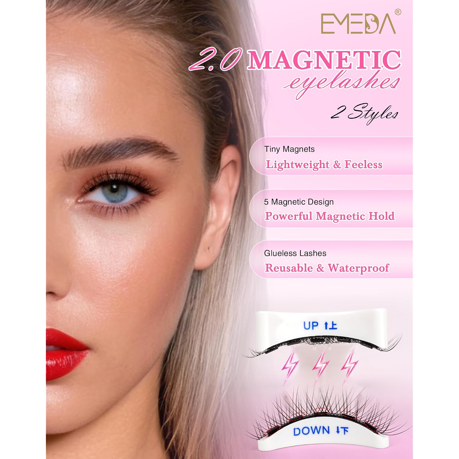 Emeda Magnetic Eyelashes Natural Look No Glue Reusable Magnetic Lashes With Applicator, Faux Mink Lashes Lightweight & Comfortable For Women Sensitive Eyes Daily Makeup With Mirror Case (11)